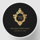 70th Birthday Black Faux Gold Vintage Ornate Crest