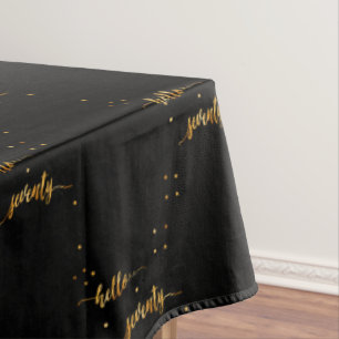 70th birthday black gold hello 70 typography tablecloth