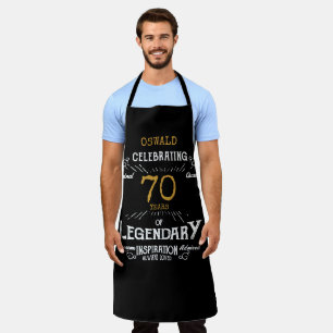 70th Birthday Black Gold Legendary Funny Apron