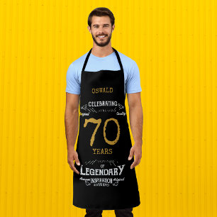 70th Birthday Black Gold Legendary Funny Apron
