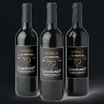 70th Birthday Black Gold Legendary Funny Wine Labe Wine Label<br><div class="desc">A personalised elegant wine bottle label that is easy to customise for that special birthday party occasion.</div>