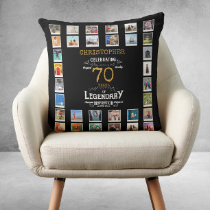 70th Birthday Black Gold  Legendary Photo Cushion