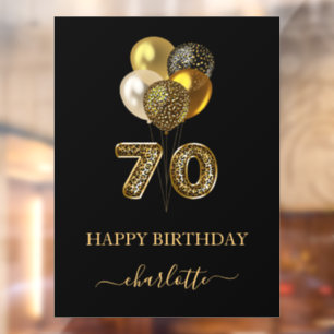 70th birthday black gold leopard name script