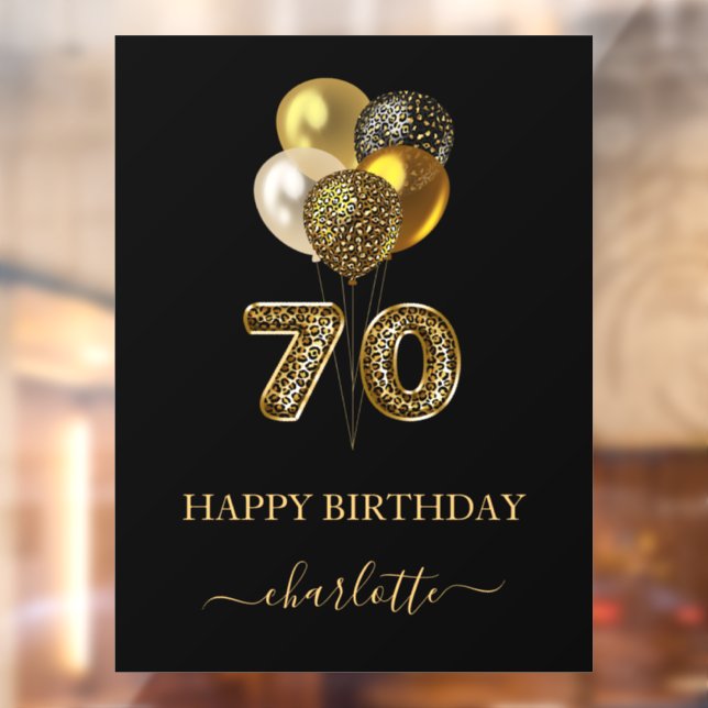 70th birthday black gold leopard name script (Sheet 2)