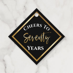 70th Birthday Black Gold Party Take Home Gift Tag