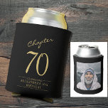 70th Birthday Black Gold Photo Can Cooler<br><div class="desc">Celebrate your loved one's birthday in style with a black and gold birthday can cooler featuring their favourite photo. Discover how this high-quality,  customisable cooler can elevate any birthday celebration and create a lasting impression for the birthday honoree.</div>