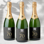 70th Birthday Black Gold Photo Sparkling Wine Label<br><div class="desc">Celebrate your loved one's birthday in style with a black and gold birthday sparkling wine labels featuring their favourite photo. Discover how this high-quality,  customisable wine label can elevate any birthday celebration and create a lasting impression for the birthday honoree.</div>
