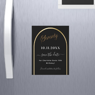 70th birthday black gold Save the Date magnet