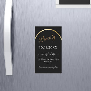 70th birthday black gold Save the Date magnet