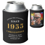 70th Birthday Black Gold With Photo Can Cooler<br><div class="desc">Personalised Birthday add your name and year can cooler with your photo on the rear. Edit the name and year with the template provided. A wonderful custom birthday party accessory. More gifts and party supplies available with the "setting standards" design in the store.</div>