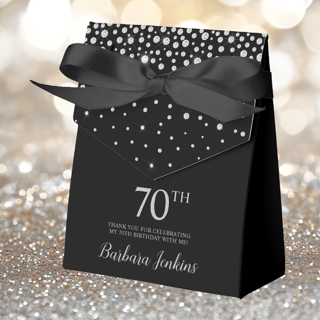 70th Birthday Black Sparkly Thank You Favour Box (Creator Uploaded)