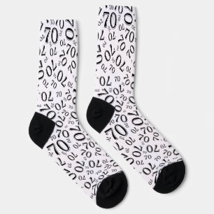 70th Birthday Black/White Random Number Pattern Socks