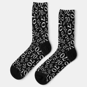 70th Birthday Black/White Random Number Pattern Socks
