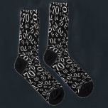 70th Birthday Black/White Random Number Pattern Socks<br><div class="desc">Milestone number 70: This random number pattern is a fun gift idea for your 70th birthday. The unique design is a white milestone number 70 that is repeated and scattered over a black background. You don’t have to be 70 years old to wear these; the black and white design is...</div>