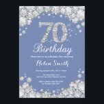 70th Birthday Blue and Silver Diamond Invitation<br><div class="desc">70th Birthday Invitation. Blue and Silver Rhinestone Diamond. Elegant Birthday Bash invite. Adult Birthday. Women Birthday. Men Birthday. For further customisation,  please click the "Customise it" button and use our design tool to modify this template.</div>