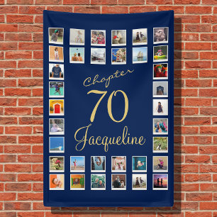 70th Birthday Blue Gold Banner