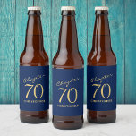 70th Birthday Blue Gold Beer Bottle Label<br><div class="desc">Discover how you can take your loved one's 70th birthday celebration to a whole new level with these eye-catching Blue Gold Beer Bottle Labels from Zazzle! Learn how these customisable labels can add a classy personal touch to any party,  making the big day truly memorable for everyone.</div>