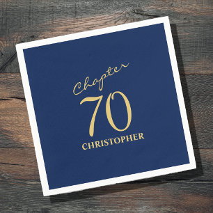 70th Birthday Blue Gold Napkin