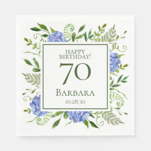 70th Birthday Blue Hydrangeas Napkin