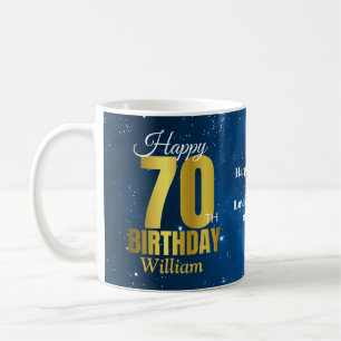 70th Birthday Blue Space Typography Coffee Mug