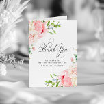 70th Birthday Blush Pink Peony Floral Folded Thank You Card<br><div class="desc">Elegant pink peonies decorate this birthday thank you card. Classic calligraphy spells thank you. Three lines of text let you personalise a thank you statement and your name. A photo is included inside, as well as another thank you sentiment that you can personalise. This item is part of the Elegant...</div>