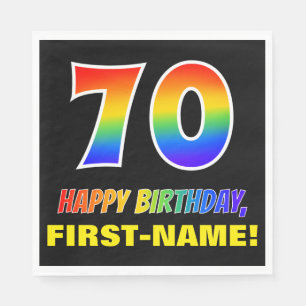 70th Birthday: Bold, Fun, Simple, Rainbow 70 Napkin