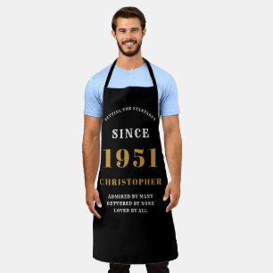 70th Birthday Born 1951 Black Gold Man's Apron