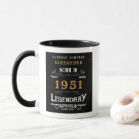 70th Birthday Born 1951 Retro Black Personalised
