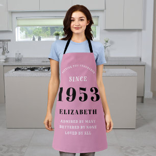 70th Birthday Born 1953 Pink Black Lady's Apron