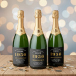 70th Birthday Born 1956 Add Name Black Gold Sparkling Wine Label<br><div class="desc">Personalised Birthday add your name and year beer label. Edit the name and year with the template provided. A wonderful custom birthday party accessory. More gifts and party supplies available with the "setting standards" design in the store.</div>