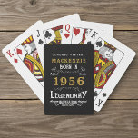 70th Birthday Born 1956 Legend Black Gold Playing Cards<br><div class="desc">Vintage design 70th birthday born 1956 "Original Quality Legendary Inspiration" playing cards. Add the name and year as desired in the template fields creating a unique birthday celebration item. Team this up with the matching gifts,  party accessories,  and clothing available in our store www.zazzle.com/store/thecelebrationstore</div>