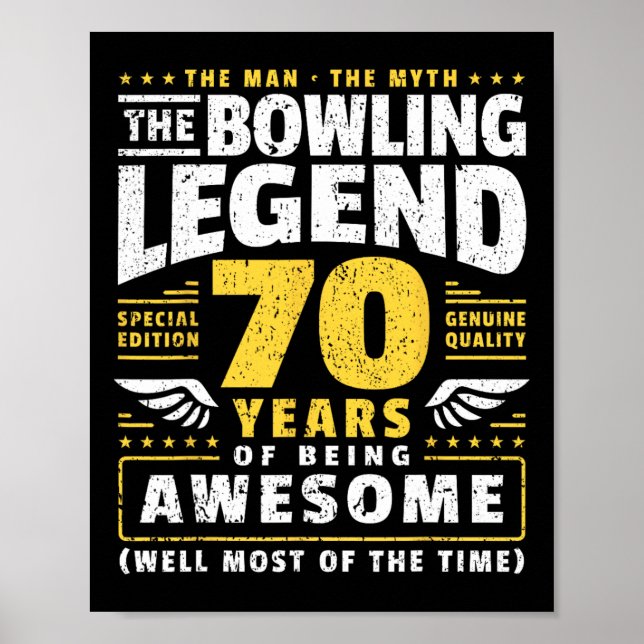 70th Birthday Bowling 70 Years Old Bowler  Poster (Front)