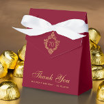 70th Birthday Burgundy Gold Crest Elegant Vintage Favour Box<br><div class="desc">An elegant burgundy and gold birthday favour box. On the flap, it has faux gold foil crest with the age in it. The message Thank You is written in the lower part, in an elegant faux gold script, the name, occasion and the date are written in golden caps under it....</div>
