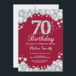 70th Birthday Burgundy Red and Silver Diamond Invitation<br><div class="desc">70th Birthday Invitation. Burgundy Red and Silver Rhinestone Diamond. Elegant Birthday Bash invite. Adult Birthday. Women Birthday. Men Birthday. For further customisation,  please click the "Customise it" button and use our design tool to modify this template.</div>
