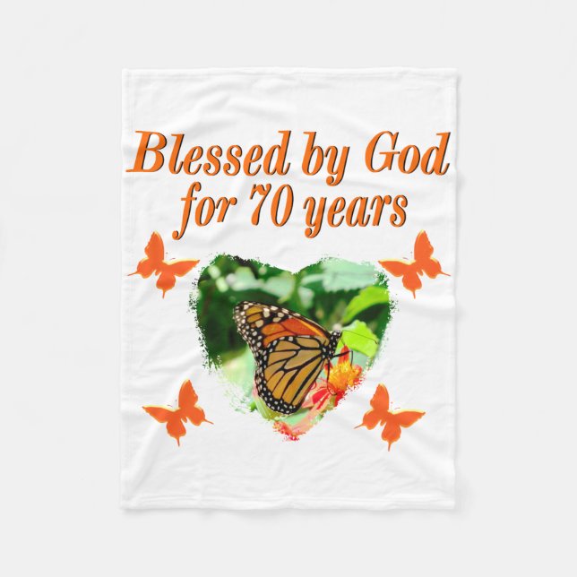 70TH BIRTHDAY BUTTERFLY PHOTO DESIGN FLEECE BLANKET (Front)