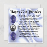 70th Birthday Card -  Brother<br><div class="desc">A great card for a brother on his 70th Birthday</div>