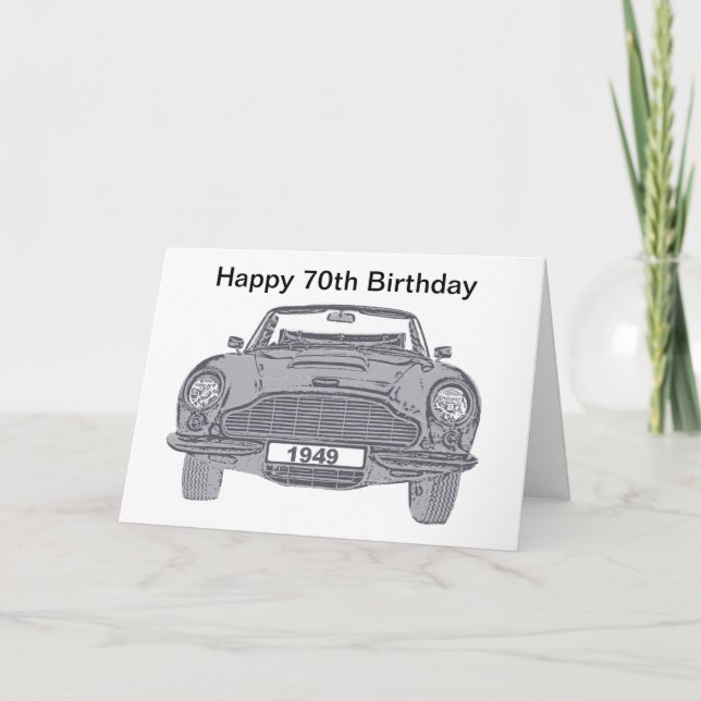 70th birthday card for British classic car lovers (Front)