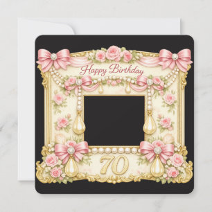 70th Birthday Card Marie Antoinette style pink 
