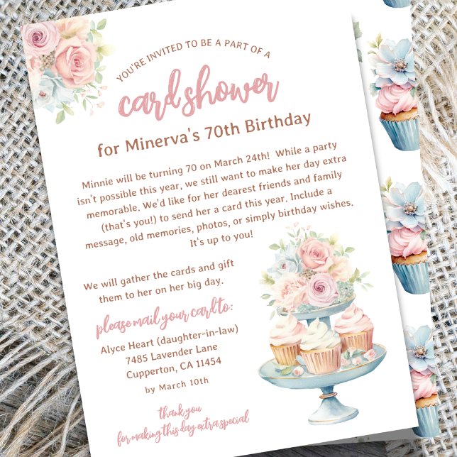 70th Birthday Card Shower by Mail Invitation (Creator Uploaded)