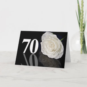 70th Birthday Card with a classic white rose