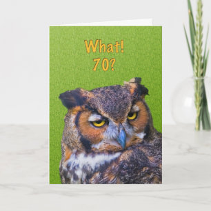 70th Birthday Card with Great Horned Owl