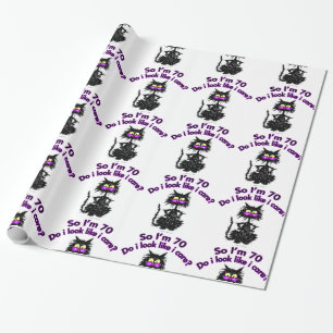 70th Birthday Cat Gifts Wrapping Paper