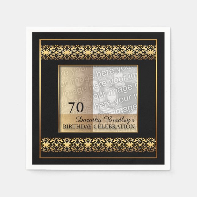70th Birthday Celebration Photo Paper Napkins (Front)