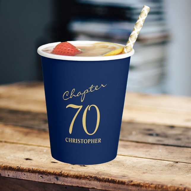 70th Birthday Chapter 70 Blue Gold Paper Cups (Personalized 70th Birthday Chapter 70 Blue Gold Paper Cups
)