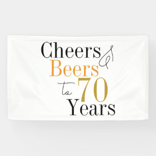 70th Birthday Cheers and Beers Minimal Party Banner