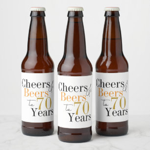 70th Birthday Cheers and Beers Minimal Party Beer Bottle Label