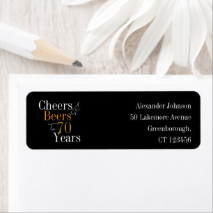 70th Birthday Cheers and Beers Return Address Label
