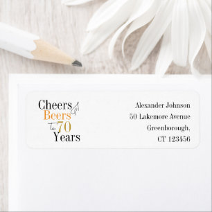 70th Birthday Cheers Beers Minimal Return Address Label