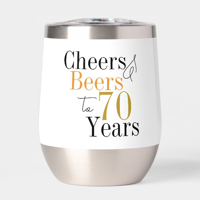 70th Birthday Cheers Beers Party Favour  (Front)