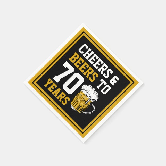 70th Birthday Cheers & Beers to 70 Years Funny Napkin (Corner)